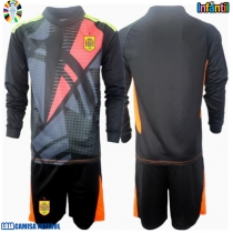 Camisa de Futebol Espanha Goleiro Equipamento Secundário Infantil Europeu 2024 Manga Comprida (+ Calças curtas)